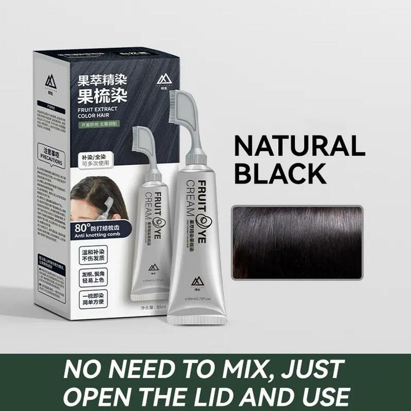 Crema para teñir el cabello con plantas naturales, peine para teñir el cabello, Color negro, champú para el cabello
