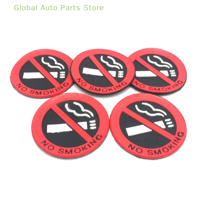 ملصق فينيل لتزيين السيارة ممنوع التدخين ، ملصق أحمر مستدير ، يستخدم لباب السيارة الزجاجي ، إكسسوارات سيارات عالمية ، 1 من من من الخارج ، 5 من الخارج