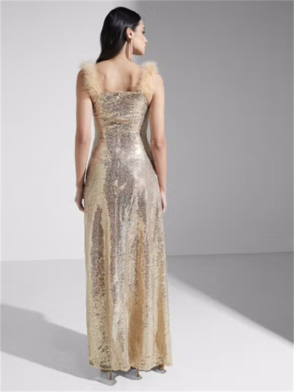 Klasyczne suknie wieczorowe wysoki rozcięcie z boku długie sukienki balowe 2024 luksusowe koronki cekiny kobiety bez rękawów formalne sukienka koktajlowa nowe
