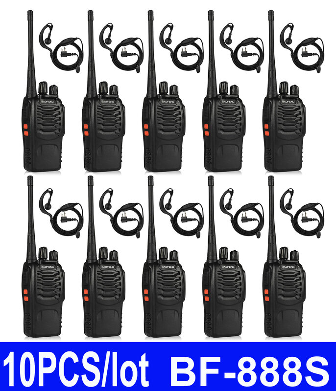 Baofeng-Talkie Walperforé UHF 888S, radio bidirectionnelle d'origine, 400-470MHz, 10 pièces/lot, vente en gros
