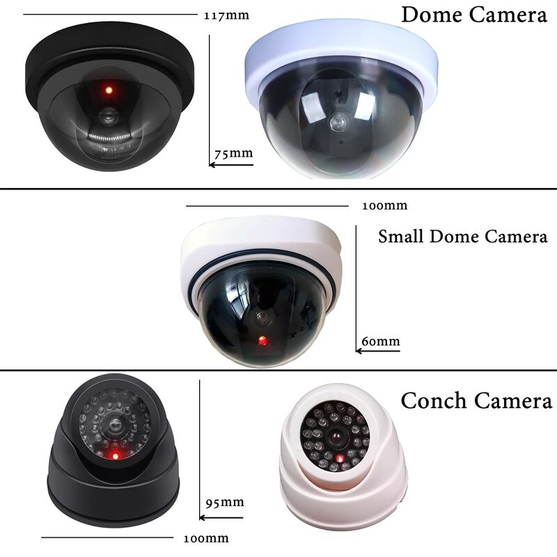 Falso CCTV câmera de segurança com vermelho piscando LED Light, sistema de vigilância, preto, branco, manequim Conch, casa e escritório, novo