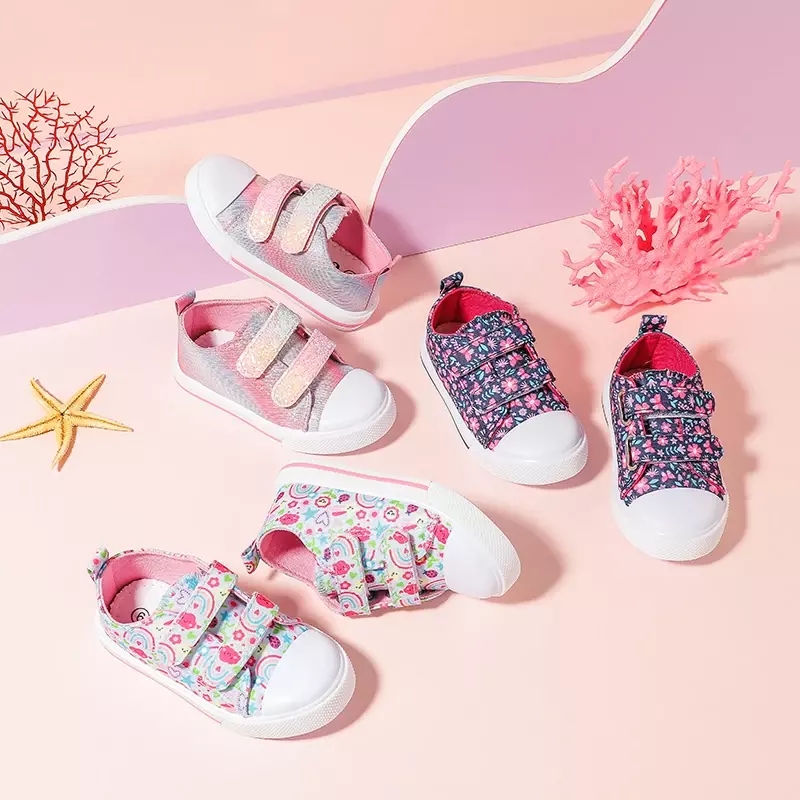 Zapatos de lona para bebé, zapatillas con estampado bonito, zapatillas deportivas informales de lona cómodas, zapatos de tacón plano para niños y niñas