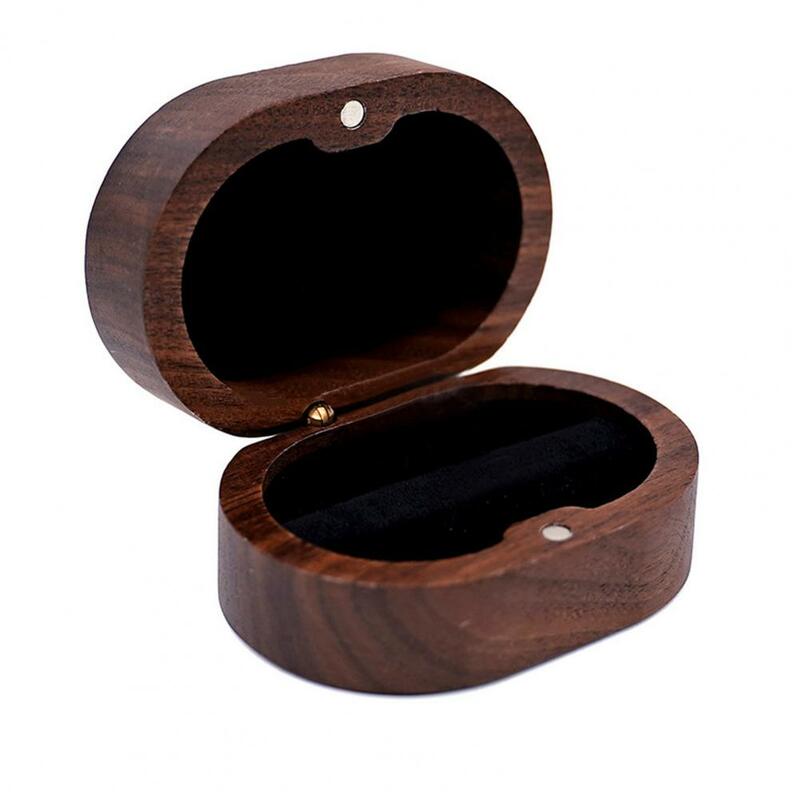 주얼리 보호 상자 수제 나무 소박한 반지 상자, 뚜껑이 달린 벨벳 자석 클로저, 결혼 반지 보관 제안