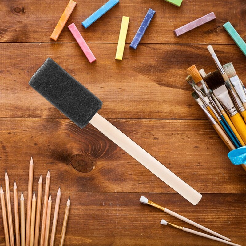 75Pcs Foam Paint Brush,1 Inch Paint Sponge Brush, Wood Handle Paint Brush Set For , Stains, Varnishes, Crafts, Art