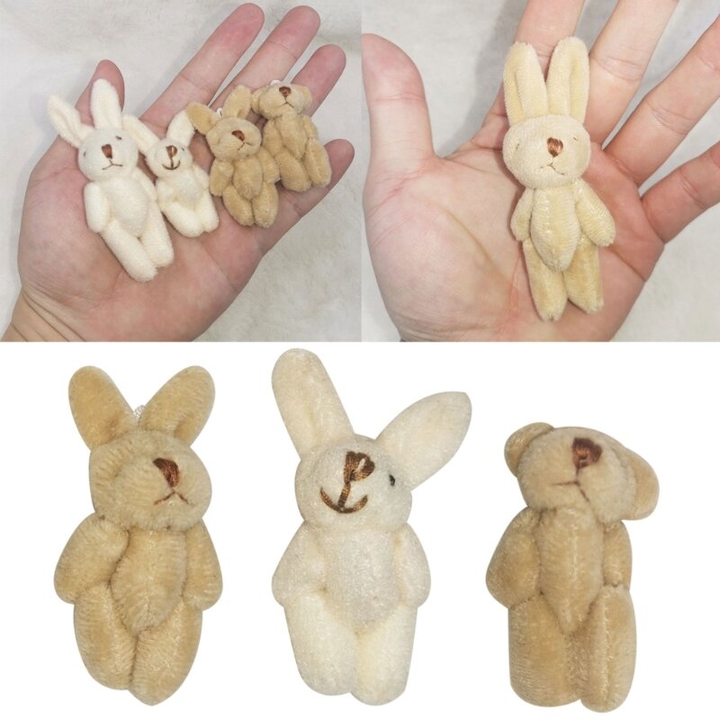 Mini Stuffed Animal Plush Bunny/Bear Toy Cute Tiny Keychain Decorations for Christmas Tree Stocking Stuffing Party Favor