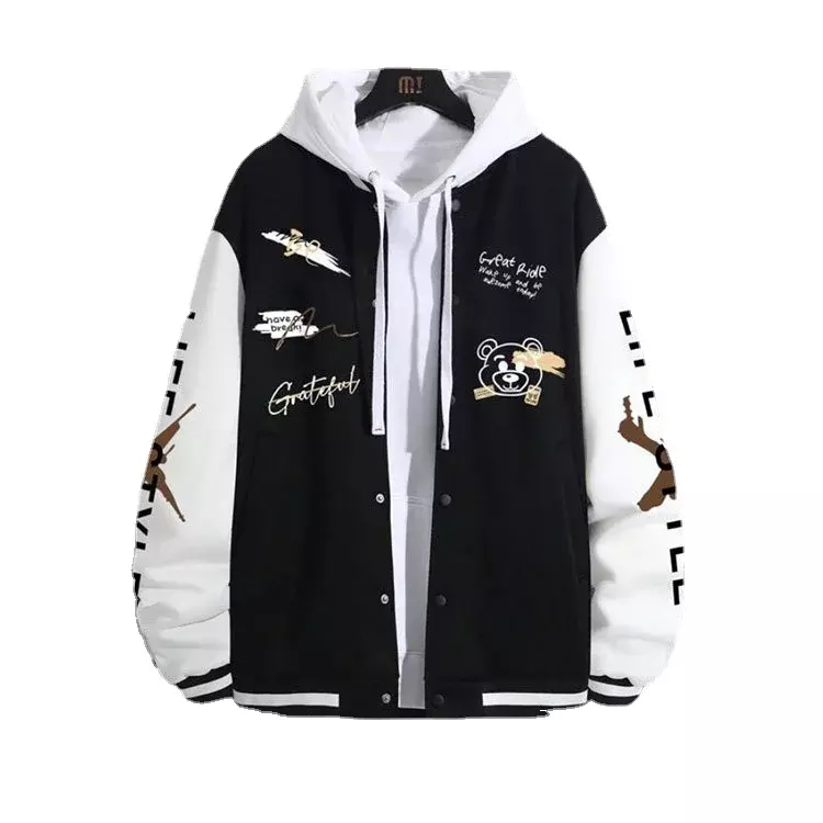 2024 New Men's Spring and Autumn Trend Unisex Baseball Coat Loose Casual  Jackets High Street Boy Girls Hot Preppy Outerwear