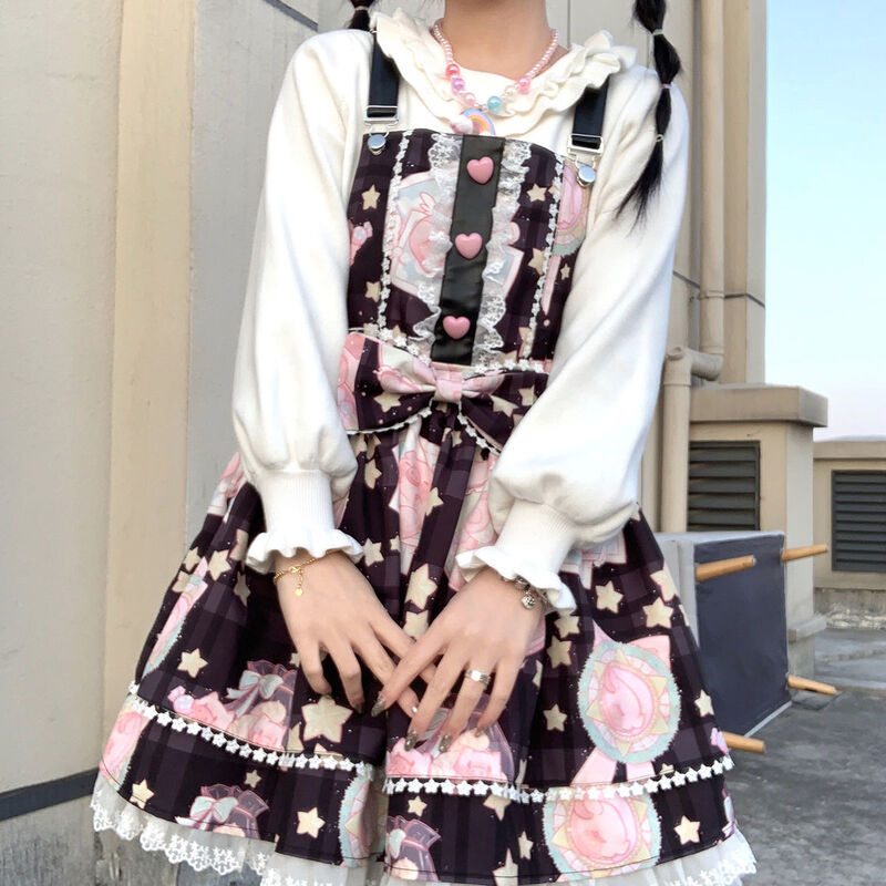 Japanische süße kawaii jsk lolita Kleid Frauen Vintage viktoria nischen gotischen Cartoon ärmellose Schleife Spitze Prinzessin Tee Party Kleider