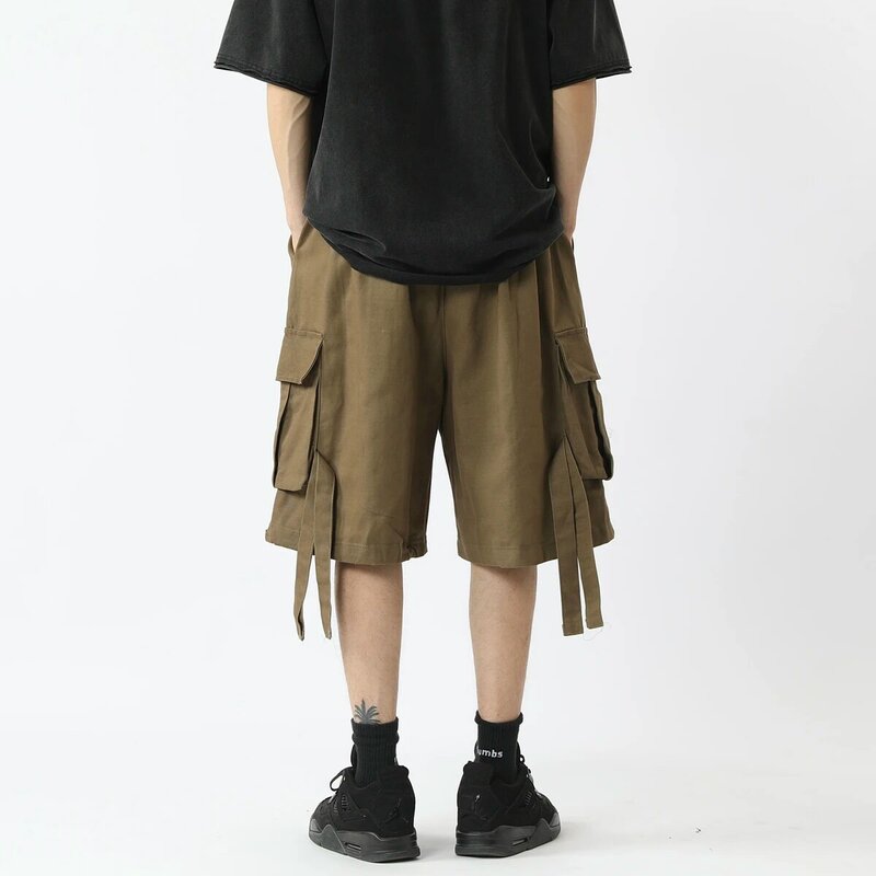 Pantalones cortos de carga para hombre, ropa de talla grande con cordón, estilo coreano, de lujo, para el trabajo, 3XL, 2023