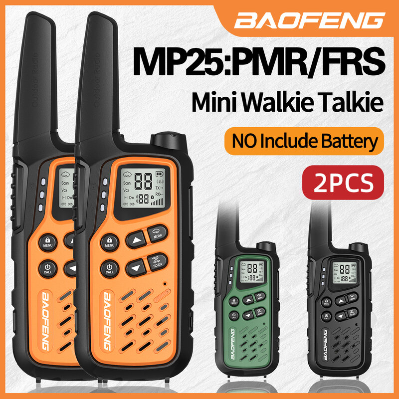 2pcs Baofeng Walkie Talkie cho người lớn MP25 pmr446 Fres Loại-C sạc tầm xa hai cách phát thanh cho nhà hàng (không bao gồm pin)