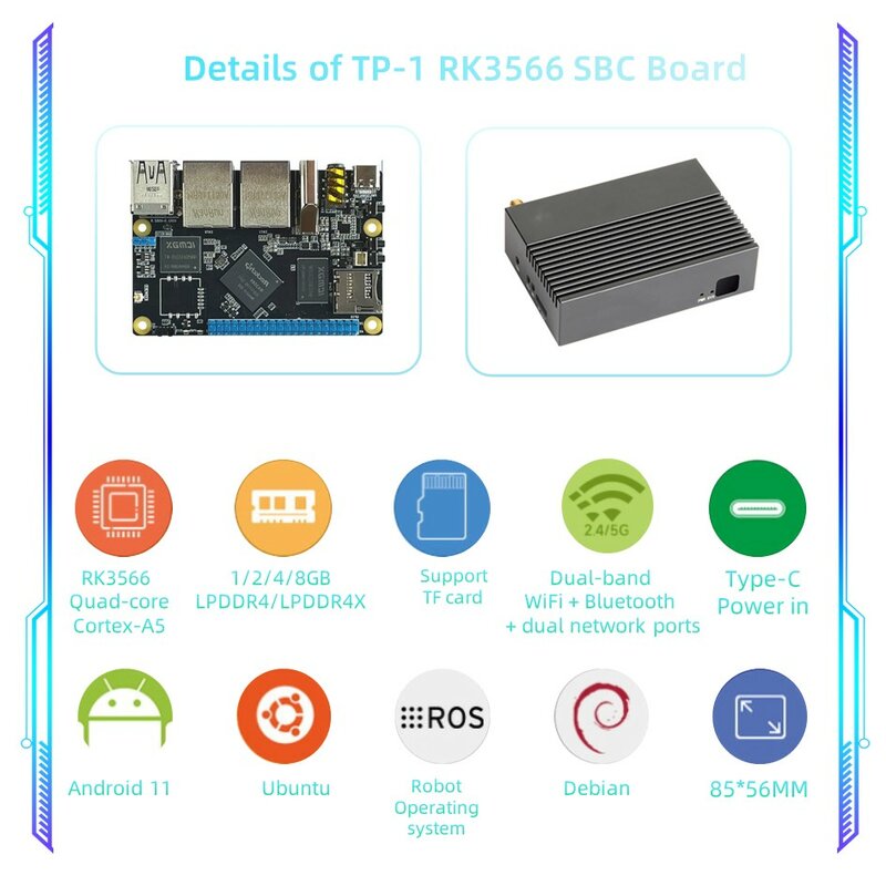 RK3566คอมพิวเตอร์บอร์ดเดี่ยวแบบโอเพ่นซอร์สลินุกซ์ SBC 2อีเธอร์เน็ต WiFi บลูทูธแบบ dual-band เข้ากันได้กับราสเบอร์รี่ Pi ใช้งานง่าย
