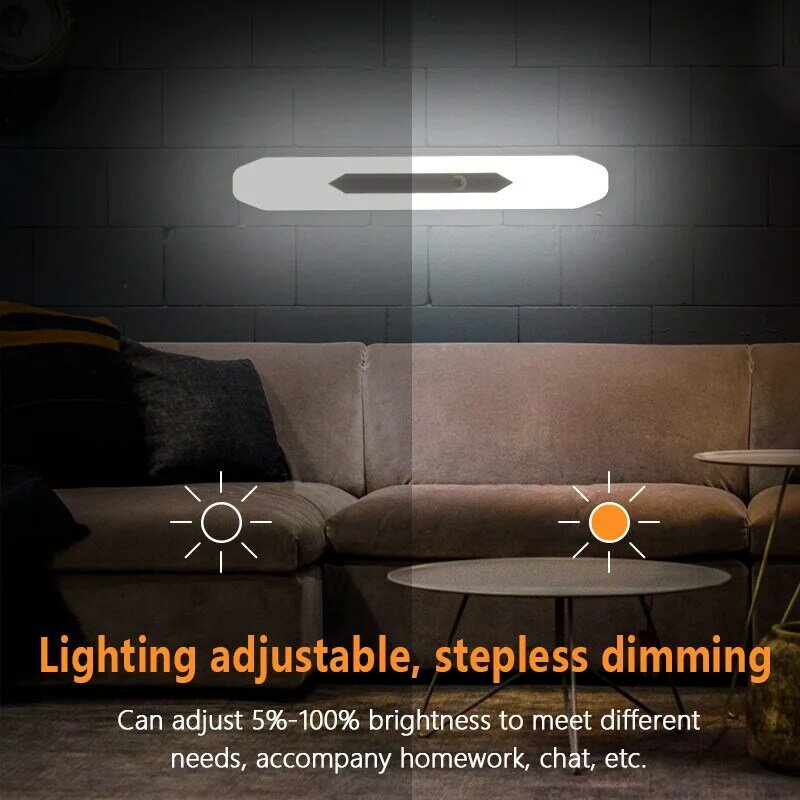 Lampu Malam Xiaomi Led dengan Sensor Gerak Usb Detektor Lampu Dinding Dapat Diisi Ulang dengan Baterai 2600MAh Lampu Dapat Diredupkan untuk Kamar Tidur