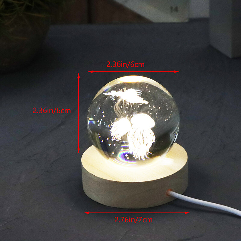 3D Медуза, лазерная гравировка, хрустальный шар, светодиодный ночник, для дня рождения, подруги, одноклассника, Детский Рождественский подарок, Декор