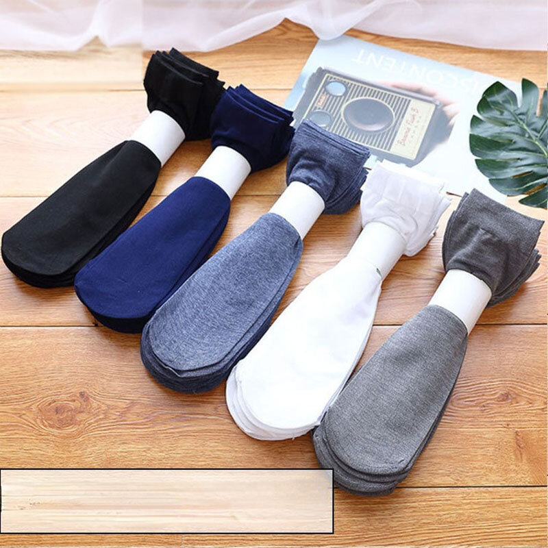 5 paires de chaussettes pour hommes, ultra-fines, en soie glacée, respirantes, douces, noires, pour l'été