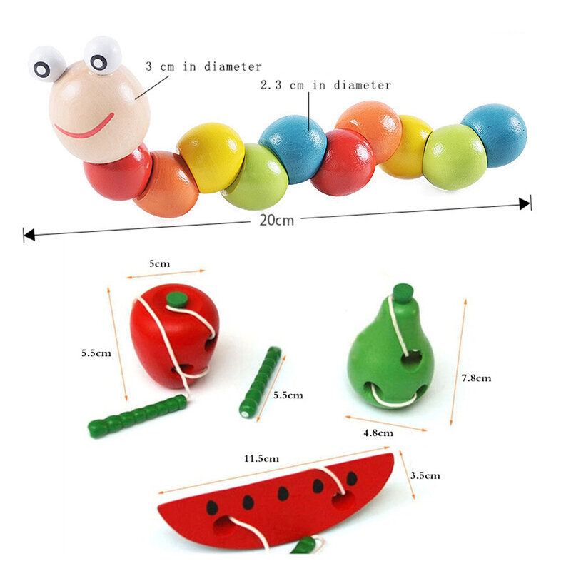 Kinder Montessori Spielzeug Wurm essen Obst Holz Puzzle Spielzeug Finger flexible Ausbildung Twist ing Wurm Lernspiel zeug für Kinder Geschenke