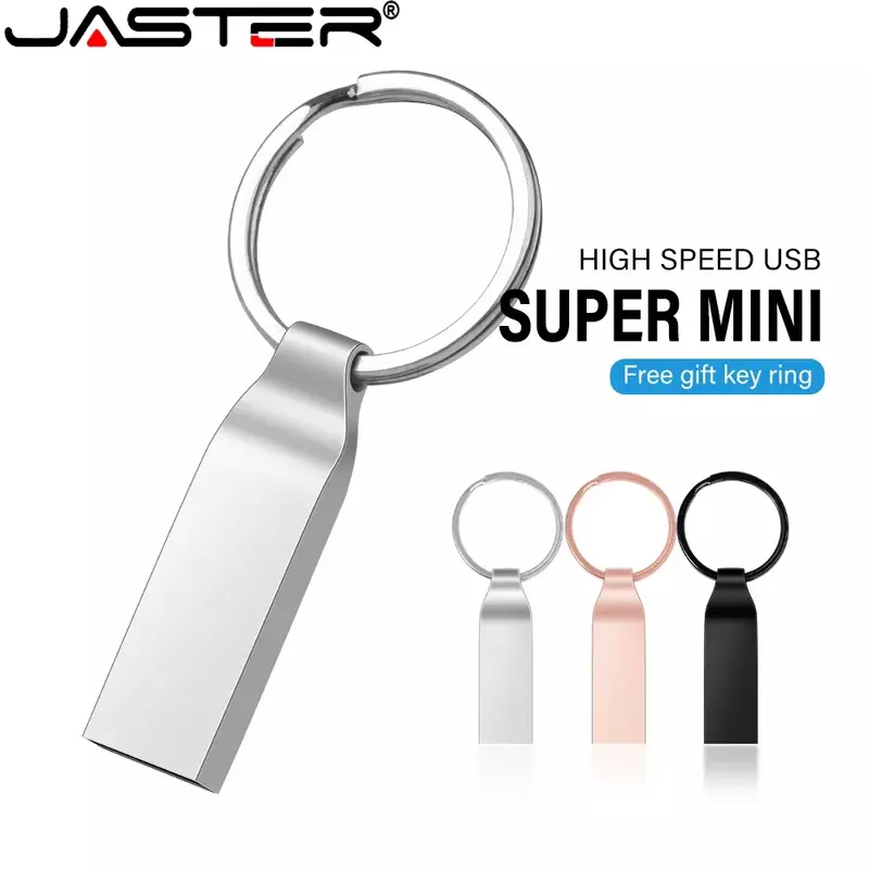 Флэш-накопитель JASTER супер мини USB 2,0, 64 ГБ, металлическая карта памяти 32 Гб с бесплатным кольцом для ключей, креативный подарок, водонепроницаемый флэш-накопитель 16 Гб