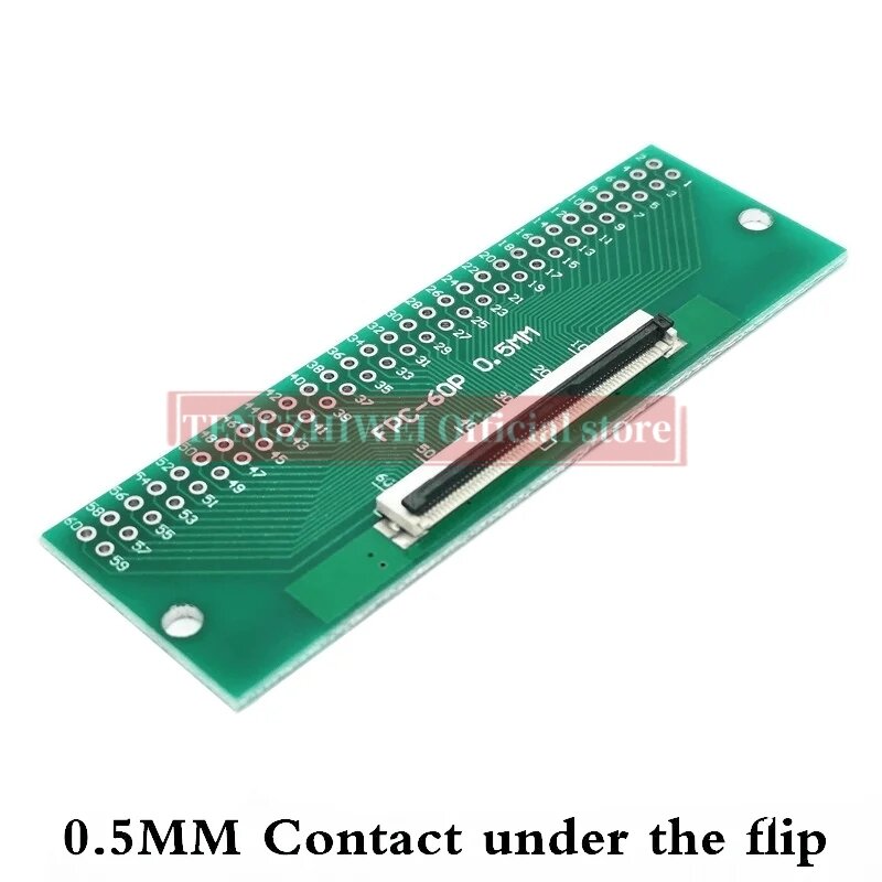 2 buah papan adaptor FFC/FPC 0.5MM-60P hingga 2.54MM lasan 0.5MM-60P konektor flip-top