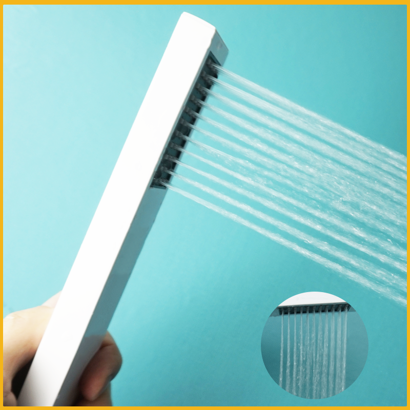Asta di sollevamento per doccia a parete in acciaio inossidabile Set di guide regolabili testa di spruzzo portatile rettangolare in ottone semplice bianco