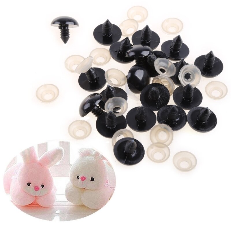Ojos de seguridad de plástico negro para muñecos de oso de peluche, juguete de fieltro de animales, 6-20mm, # H055, #6MM, 8MM, 9MM, 10MM, 12MM, 14MM, 16MM, 18mm, 20MM, 20 piezas