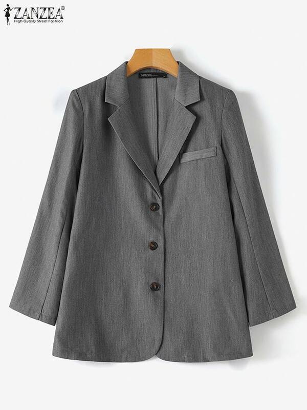 ZANZEA giacca da donna con colletto Blazer elegante manica lunga formale da ufficio cappotti 2023 autunno inverno bottoni tinta unita Casual Outwear