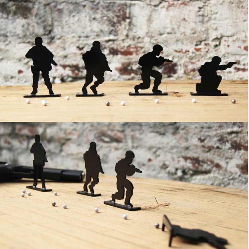 Taktis 4 buah/Set hewan logam tentara Humanoid menembak latihan Target bantuan untuk katapel senapan udara senapan angin pelet udara