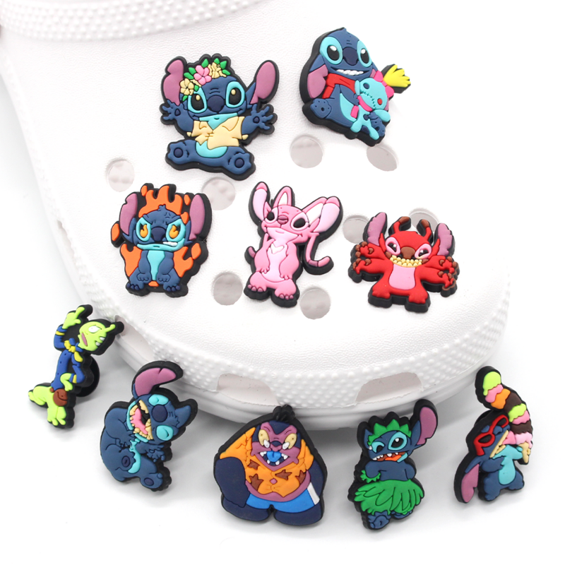Hot 1pcs Disney Cartoon Stitch PVC shoes charms Cute DIY Sandals Accessories for clogs shoe Decorations boy kids Birthday gifts