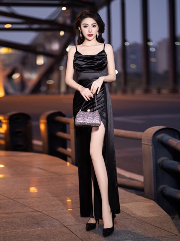 Evening Dress Dress, Women's New Style, Elegant Banquet, High-end Sexy Suspender, Socialite Fishtail Birthday Host Long Dress