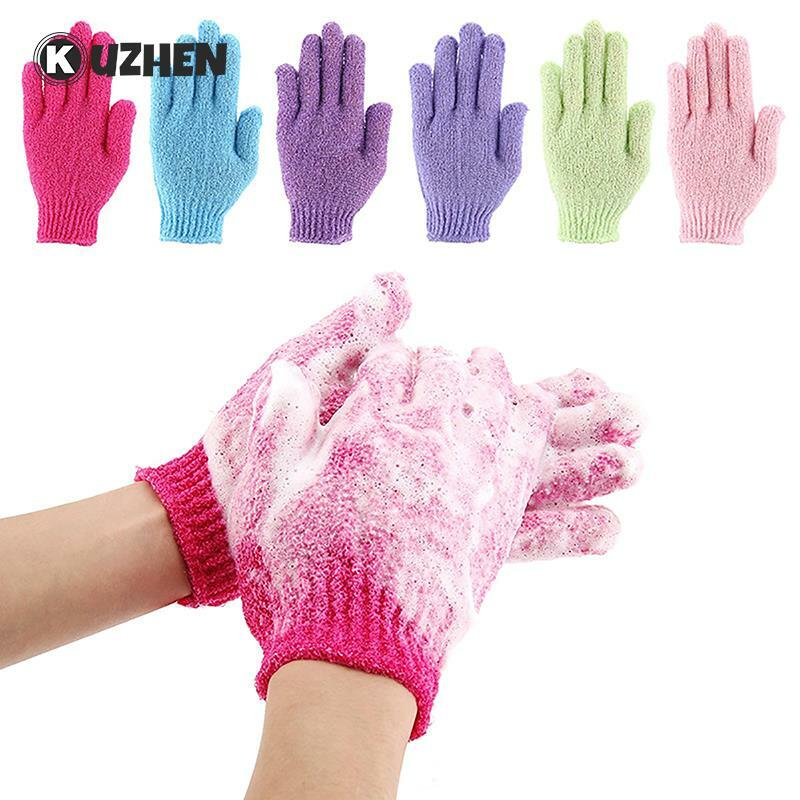 1pair Foam Rubbing Mud Peeling Exfoliating Five-Finger Bath Gloves Shower Scrub Cleaning Body Massage Glove Bath Accessories
