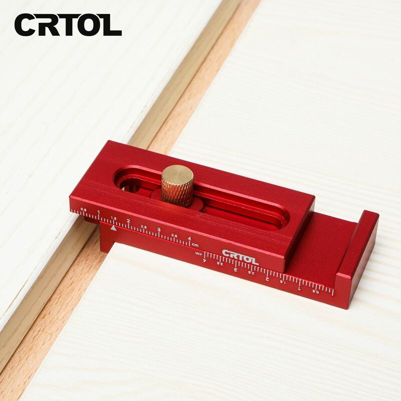 CRTOL calibrador de huecos de línea de carpintería, herramienta de medición de profundidad de aleación de aluminio, regla de diente de sierra, marcado