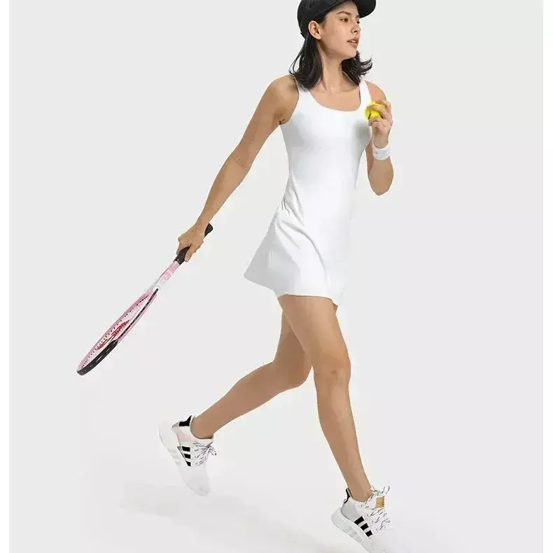 Rok Yoga wanita Lemon, pakaian olahraga santai luar ruangan, kulot dengan rok bantalan dada, Rok Yoga tenis Gym Fitness elastis lipit