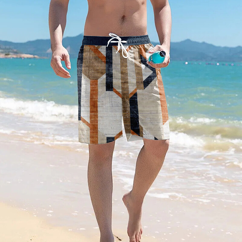 Neue bunte Plaid Print Urlaub Strand Shorts für Männer 2024 Sommer Hawaii Surf Bades horts Kordel zug Tasche Sport hose