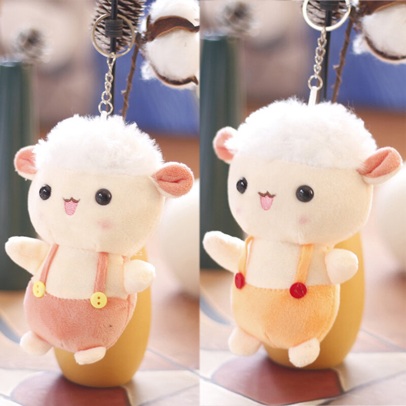 Mini llavero con correa para mujer, colgante de oveja pequeña, juguete de peluche de cordero, bolso colgante, regalo, 12cm
