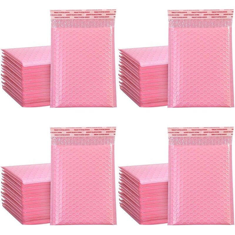 200PCS Foam Envelope Bags Self Seal Mailers Padded Envelopes With Bubble Mailing Bag Packages Bag Pink