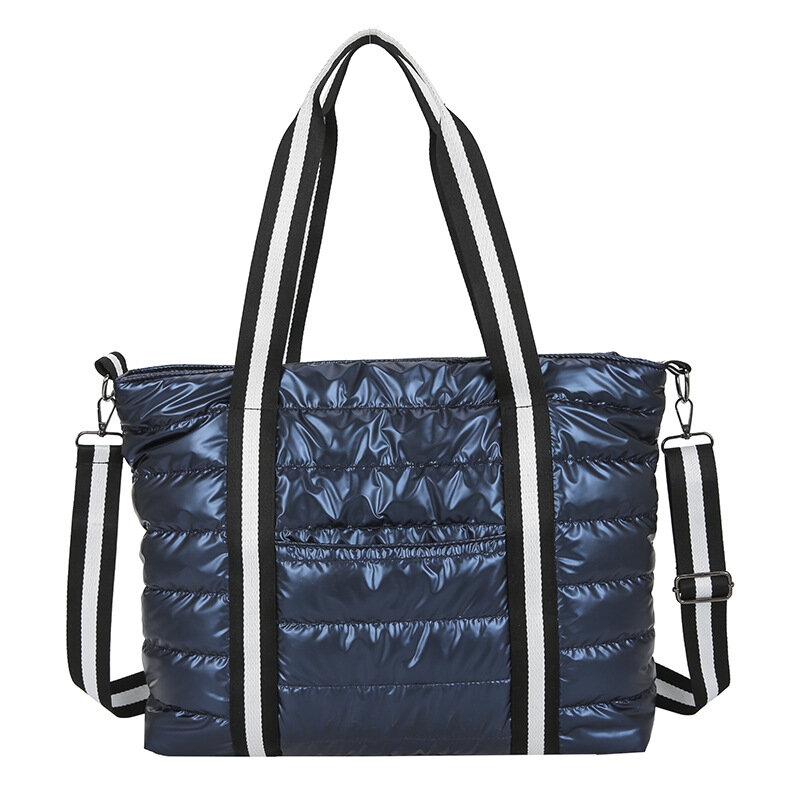 2023 зимняя вместительная хлопковая роскошная сумка, женская модная сумка-тоут, Дамская Наплечная Сумка с подкладкой из пуха и перьев, сумка через плечо