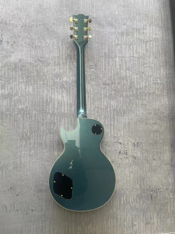 Guitarra con logotipo G, pintura en polvo azul plateado, menos P, cuerpo de caoba, hecho en China, Envío Gratis