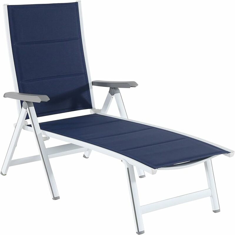 Regis-Chaise longue rembourrée avec cadre en aluminium fin, tissu à élingue à séchage rapide, mobilier d'extérieur moderne et de luxe pour .C.