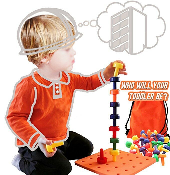 幼児用モンテッソーリペグボードセット、子供用ペグボード玩具、ネジ型積み木おもちゃ、細かいモーター療法、30個