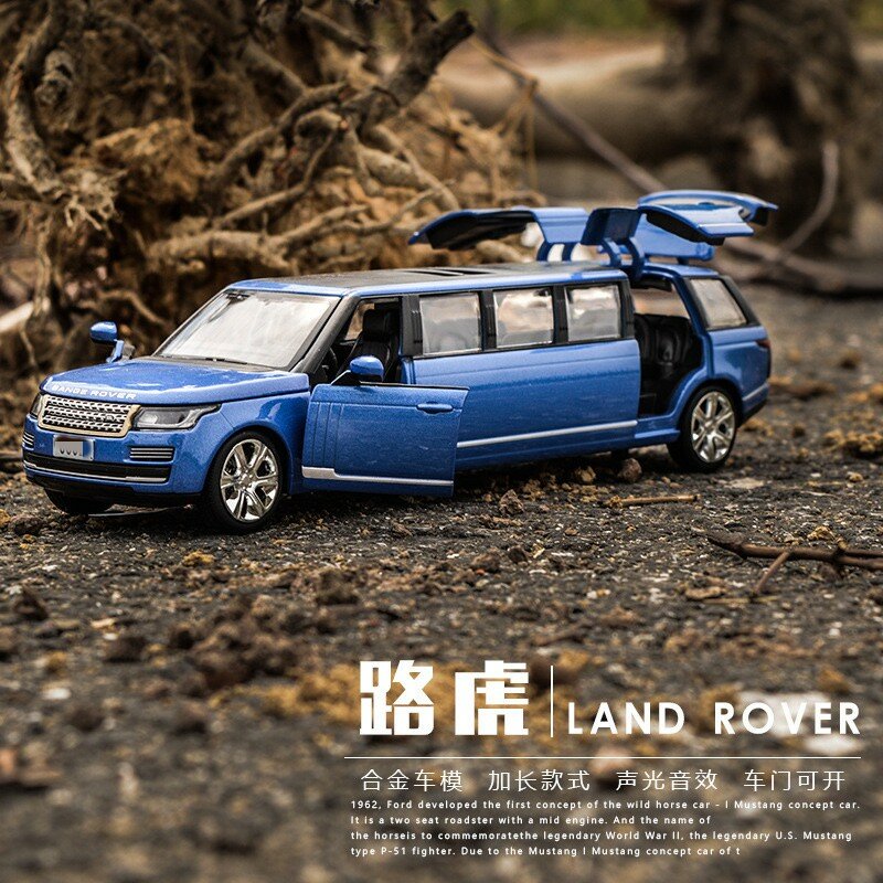 1:32 Simulation Land Range Rover Lengthen Alloy Limousine Metal Diecast Car Model Pull Back Flashing Musical Kids Toys Boys Gift
