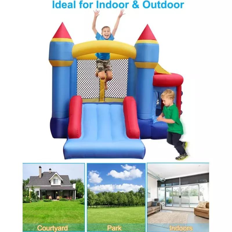 RETRO JUMP Inflatable Bounce House, Bouncy for Outdoor,  Kids with Jumping Ball Pit & Bask