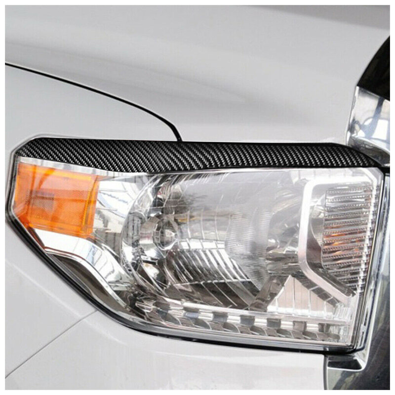 車のヘッドライト用カーボンファイバーカバー,2個,右側のまつげ,眉毛カバー,装飾用,トヨタTundra 2014 2015 2016 2017 2018