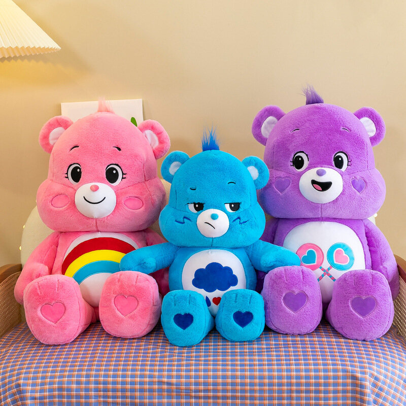 Boneka beruang pelangi, 27cm asli bantal lembut perawatan beruang kartun hewan lucu ornamen mainan hadiah ulang tahun anak-anak