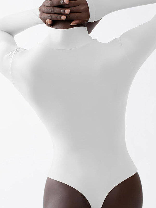 Frauen Body suits T-Shirt einfarbig halben Roll kragen pullover Langarm Overalls Stram pler für Club Streetwear