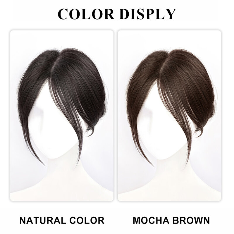 Toppers de T-SHAPED para mujer, piezas para el cabello con 3 Clips, Color Natural
