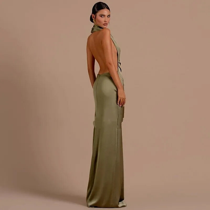 Wenus 2024 seksowne sukienki na bal syrenka Plus size sukienki wizytowe bez pleców suknia wieczorowa gołe nogi imprezowa sukienka bez rękawów