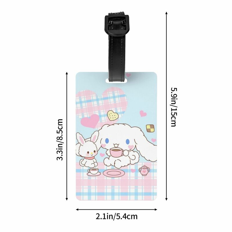 Cute Cinnamoroll Cartoon Luggage Tag With Name Card Privacy Cover ID Label for Travel Bag Suitcase