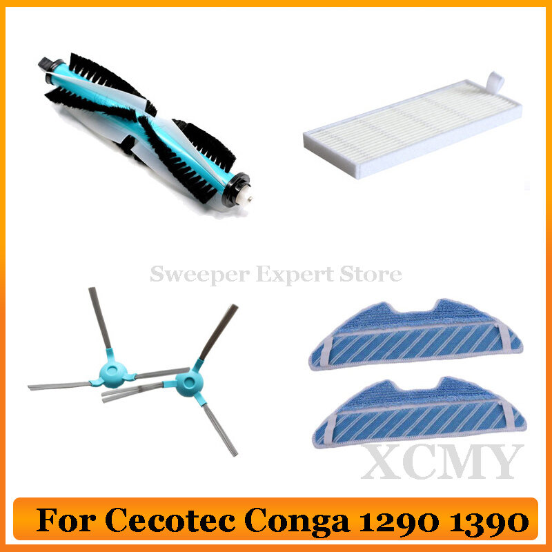 For Cecotec Conga 1290 1390 1590  Replacement Vacuum Cleaner Part Hepa Filter Mop Cloth Rag Main Roller Side Brush  Accessories