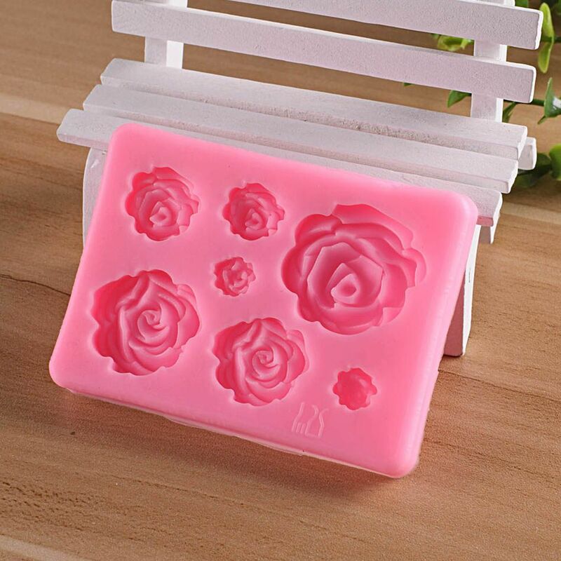 7 Slots Roses Pattern Cake Chocolate Pudding Cookies Mold Biscuit Moulds Kitchen Baking Tools