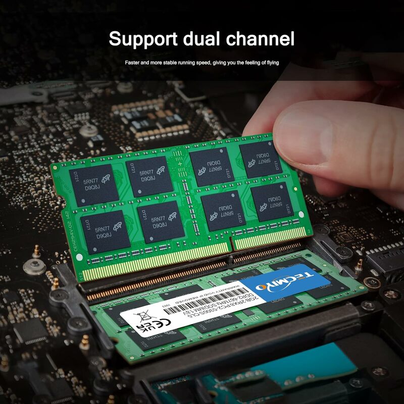 หน่วยความจำ DDR2 tecmiyo 2GB 667/800MHz SODIMM DDR2หน่วยความจำแล็ปท็อป1.8V PC2-5300S/6400S Non-ECC-GREEN