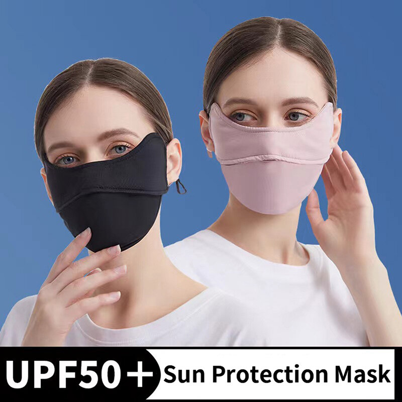 Masker pelindung terik matahari musim panas, masker sutra es pelindung mata tipis tembus udara tahan UV dapat dicuci