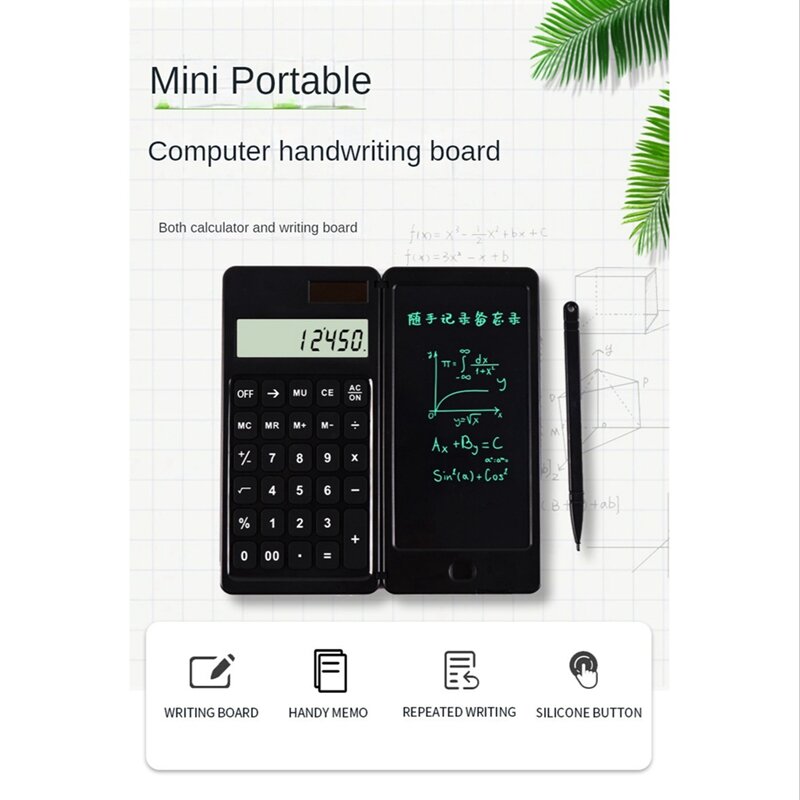 Mini LCD Escrita Tablet com caneta, calculadora Solar, bloco de escrita, calculadoras portáteis, 6,5"