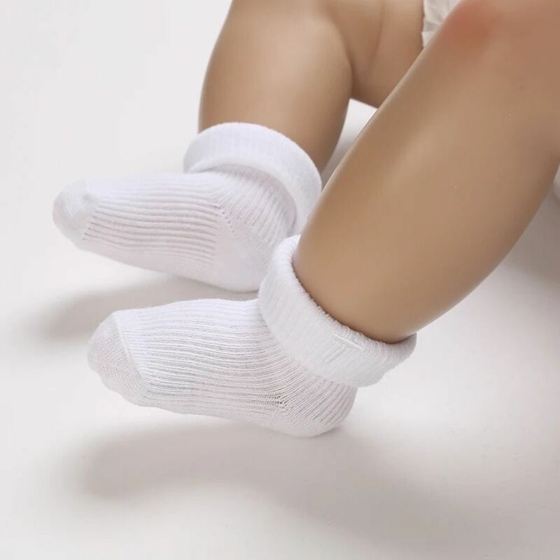 Calcetines de encaje de algodón para bebé, medias suaves de color blanco, transpirables para fotografía de 0 a 18 meses